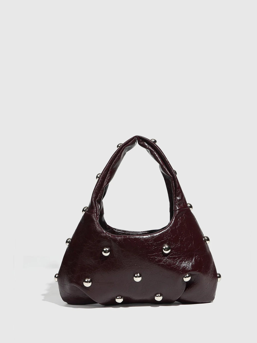 Casual Rivet Soft PU Leather Designer Hobos Half Moon Underarm Bags Mssza