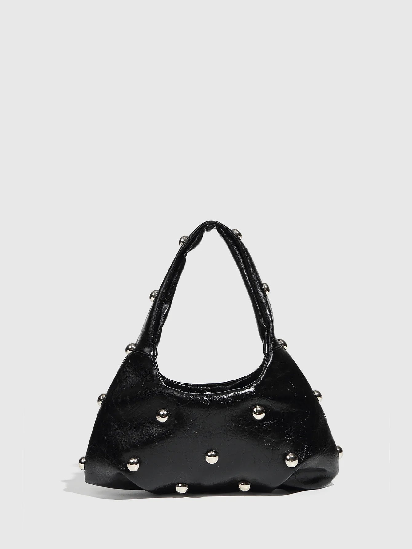 Casual Rivet Soft PU Leather Designer Hobos Half Moon Underarm Bags Mssza
