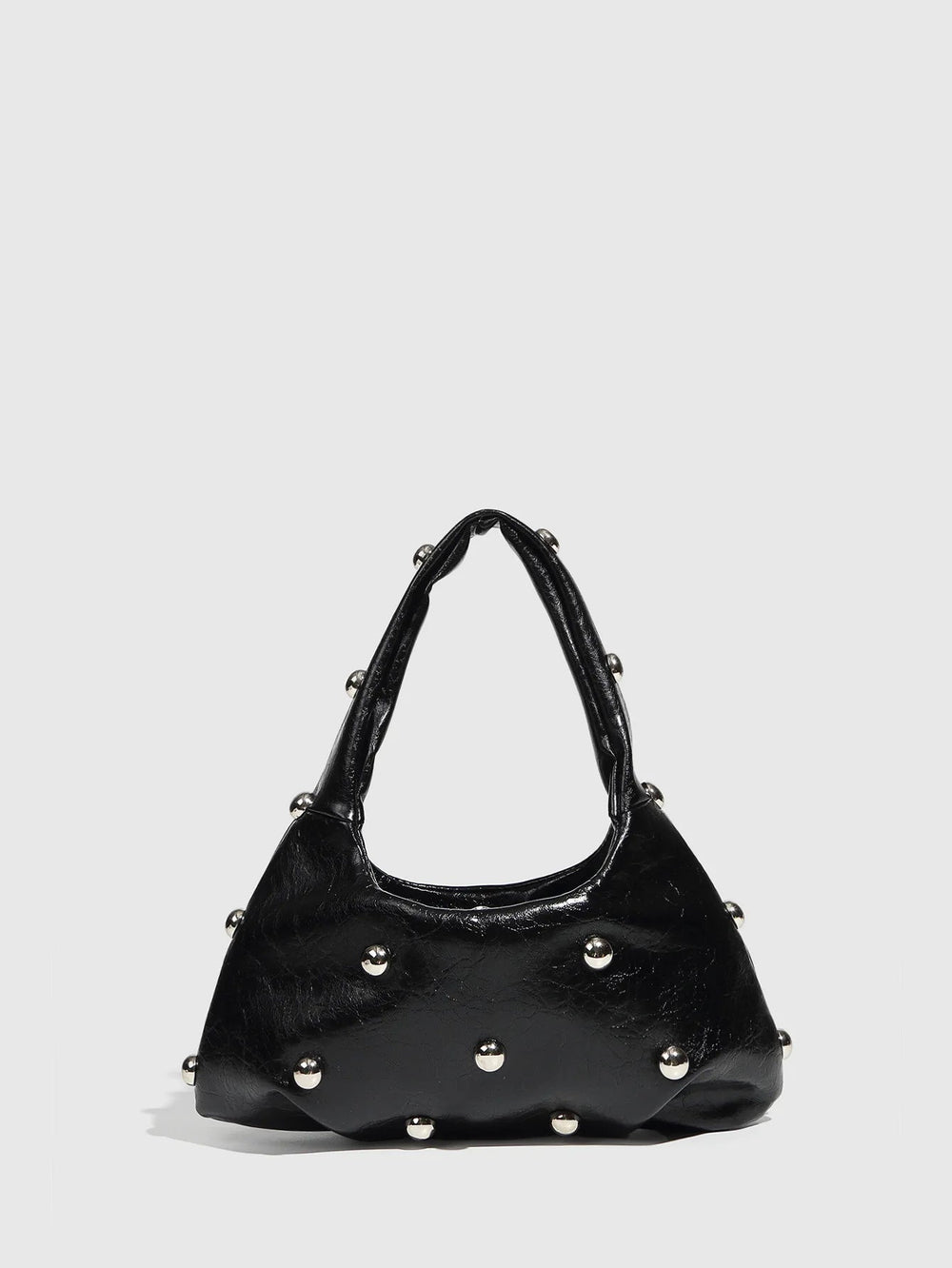 Casual Rivet Soft PU Leather Designer Hobos Half Moon Underarm Bags Mssza