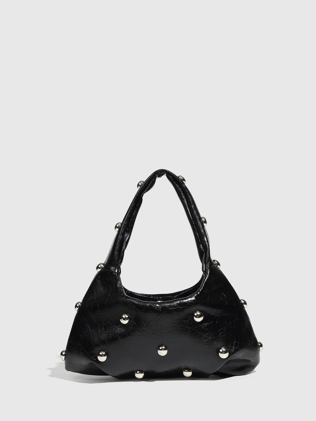 Casual Rivet Soft PU Leather Designer Hobos Half Moon Underarm Bags Mssza