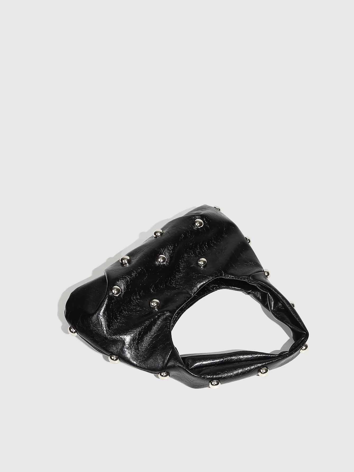 Casual Rivet Soft PU Leather Designer Hobos Half Moon Underarm Bags Mssza