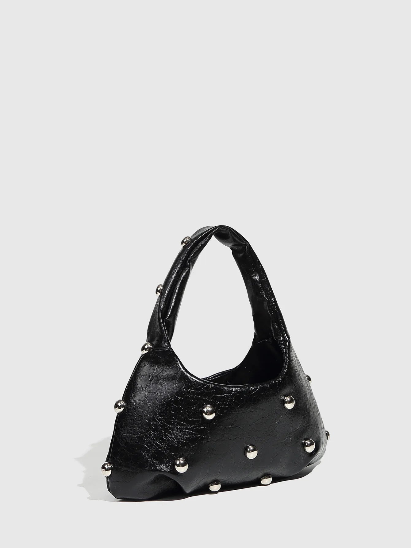 Casual Rivet Soft PU Leather Designer Hobos Half Moon Underarm Bags Mssza