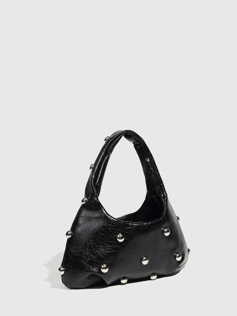 Casual Rivet Soft PU Leather Designer Hobos Half Moon Underarm Bags Mssza