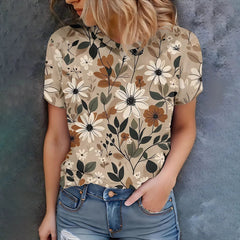 Casual Round Neck Short Sleeve Printed T-shirt Mssza