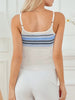 Casual Round Neck Strap Backless Striped Print Patchwork Crop Tank Camisole Tops Mssza