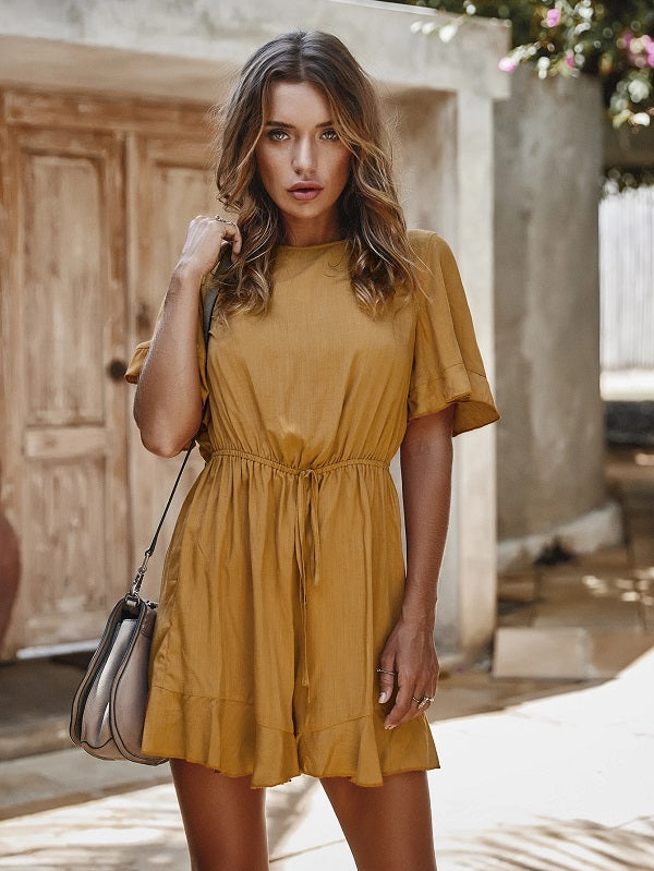 Casual Ruffles Cotton Beach Playsuits Jumpsuit Mssza