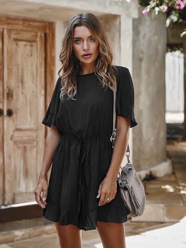 Casual Ruffles Cotton Beach Playsuits Jumpsuit Mssza