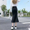 Casual Ruffles Denim High Waist Empire Midi Stretch Skirt Mssza
