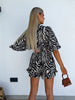 Casual Ruffles Half Sleeve High Waist With Pockets Print Bowknot Lace-up Jumpsuit Mssza