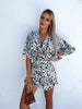 Casual Ruffles Half Sleeve High Waist With Pockets Print Bowknot Lace-up Jumpsuit Mssza