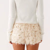Casual Ruffles Low Waist Furry Sequined Bow Streetwear Sparkly Shorts Mssza