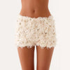 Casual Ruffles Low Waist Furry Sequined Bow Streetwear Sparkly Shorts Mssza