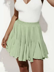 Casual Ruffles Raised Waist Polyester Fall Short Skirt Street Wear Mssza