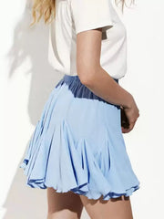Casual Ruffles Raised Waist Polyester Fall Short Skirt Street Wear Mssza