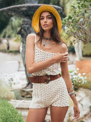 Casual Ruffles Sleeveless Square Neckline Strap Romper Jumpsuit Mssza