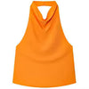 Casual Satin Halter Sleeveless Backless Vests Off Shoulder Tanks Top Mssza