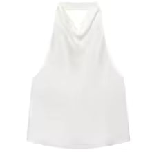 Casual Satin Halter Sleeveless Backless Vests Off Shoulder Tanks Top Mssza
