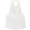 Casual Satin Halter Sleeveless Backless Vests Off Shoulder Tanks Top Mssza