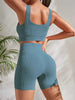 Seamless Ribbed Crop Tank High Waist Shorts 2 Piece Yoga Sets Mssza