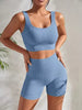 Seamless Ribbed Crop Tank High Waist Shorts 2 Piece Yoga Sets Mssza