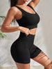 Seamless Ribbed Crop Tank High Waist Shorts 2 Piece Yoga Sets Mssza