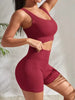Seamless Ribbed Crop Tank High Waist Shorts 2 Piece Yoga Sets Mssza