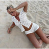 Casual See Through Sleeveless Vest Slim Hip Package Skirts Suit Crop Top Sets Mssza