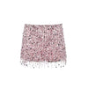 Casual Sequin Bead Print Lace Up Flower Slim Straight Mini Skirt Mssza