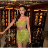 Casual Sequin Bead Print Lace Up Flower Slim Straight Mini Skirt Mssza