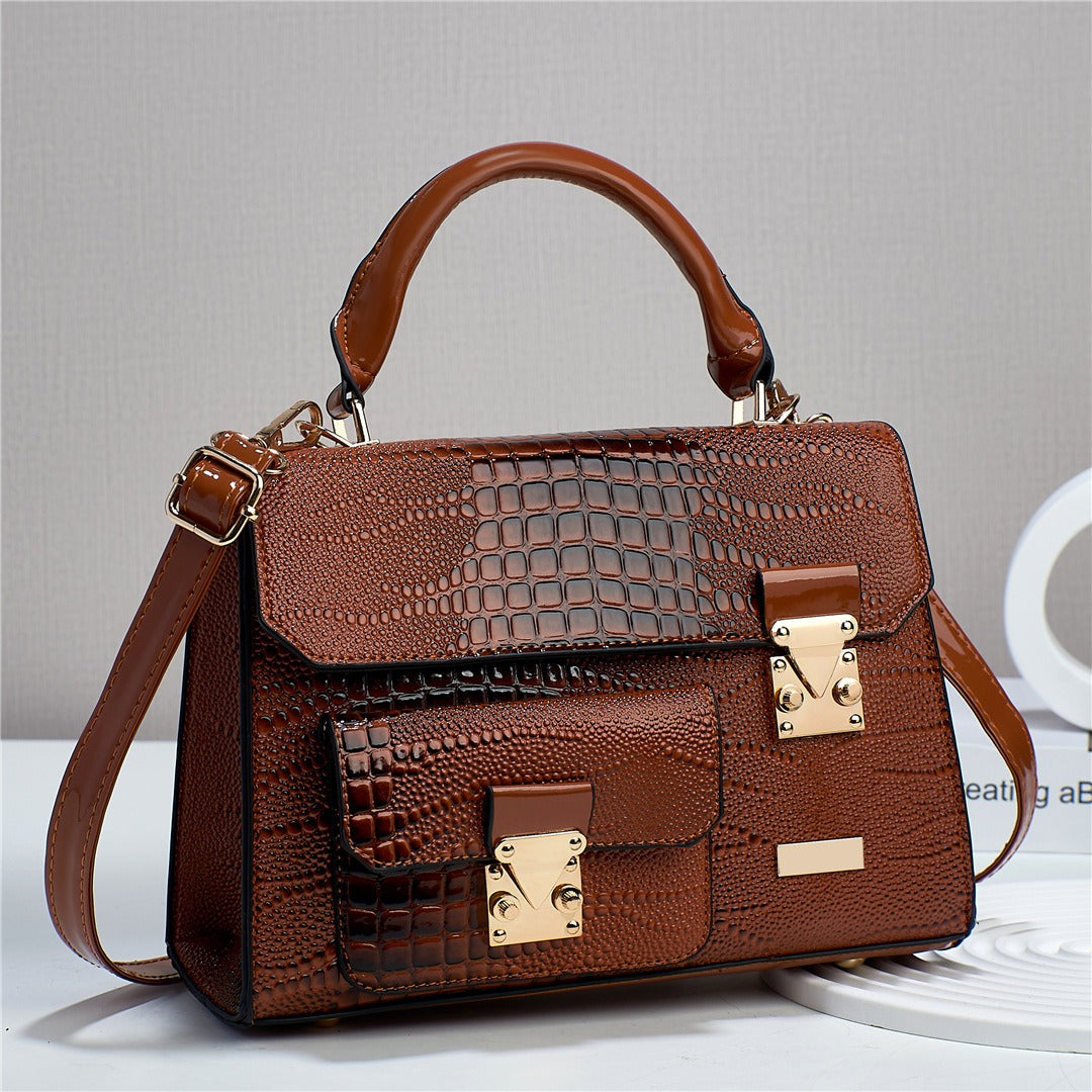 Casual Sequined Satchels One Shoulder rivet Large Capacity Crossbody Solid Bag Mssza
