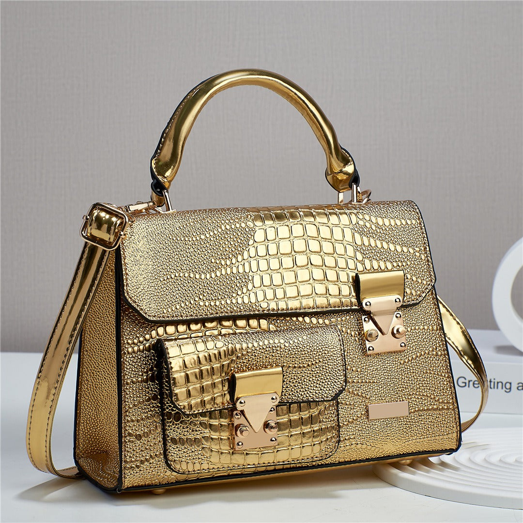 Casual Sequined Satchels One Shoulder rivet Large Capacity Crossbody Solid Bag Mssza