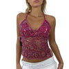 Casual Sequins Shine Bright Like a Diamond in Our Sparkly Halter Neck Tank Top Mssza