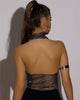 Casual Shiny Diamonds Fishnet Backless Halterneck Hollow Out Crop Tops Mssza