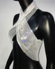 Casual Shiny Diamonds Fishnet Backless Halterneck Hollow Out Crop Tops Mssza