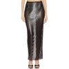 Casual Shiny Metallic Sequins Transparent Hollow Slit Bodycon Hand-sewn Midi Skirt Mssza