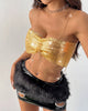 Casual Shiny Sequins Chain Tassel Spaghetti Straps Sleeveless Tank Top Mssza