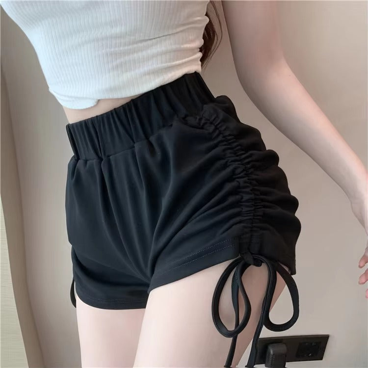 Casual Shirring Cotton OL High Waisted short Mssza