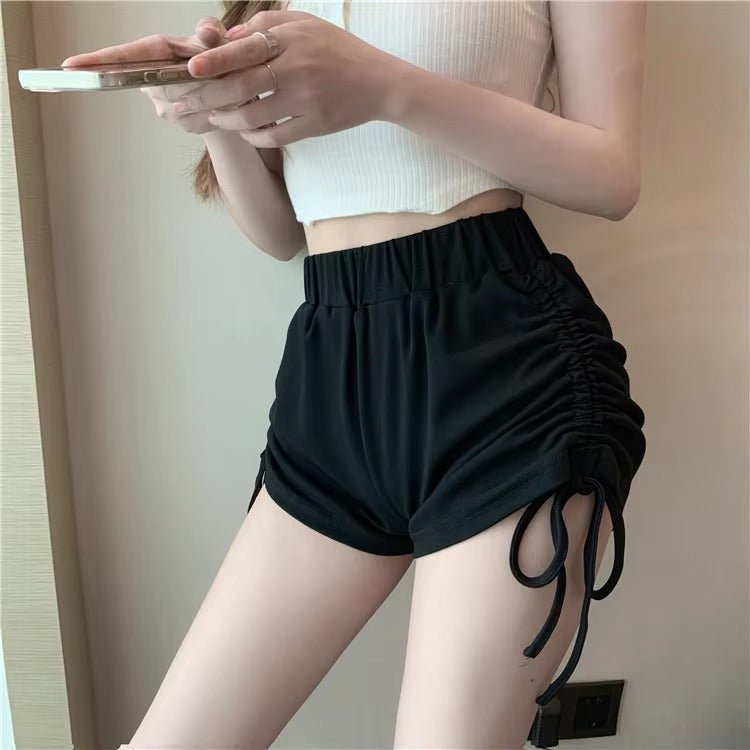 Casual Shirring Cotton OL High Waisted short Mssza