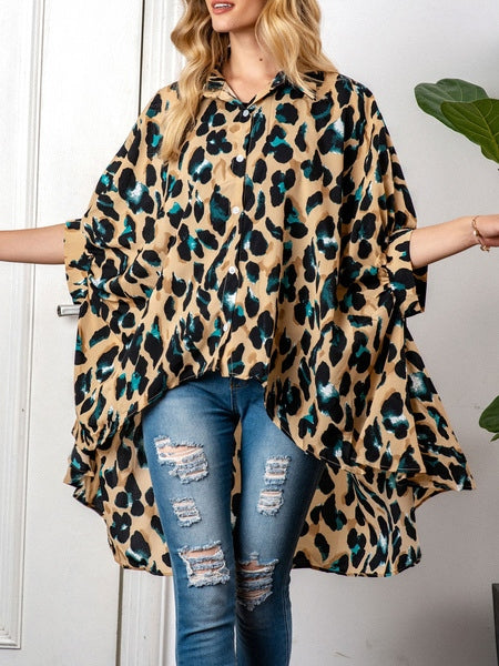 Casual Shirt Turn down Collar Half Sleeve High Low Design Blouse Mssza