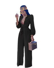 Casual Shirt Collar Polyester Two-Piece Suit Jumpsuits Mssza