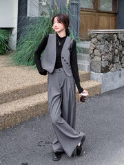 Casual Shirt Irregular With Wide Leg Trousers 3 Pieces Pants Sets Mssza