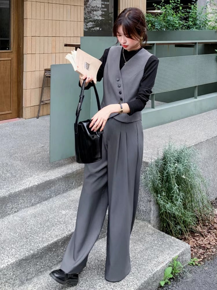 Casual Shirt Irregular With Wide Leg Trousers 3 Pieces Pants Sets Mssza