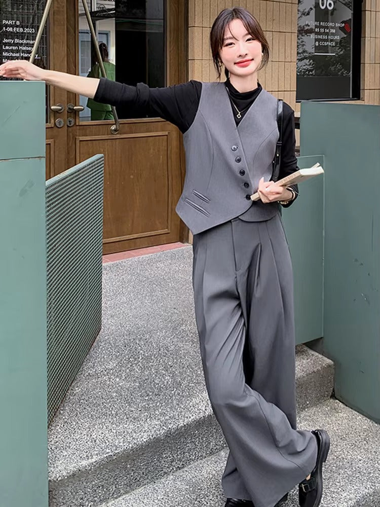 Casual Shirt Irregular With Wide Leg Trousers 3 Pieces Pants Sets Mssza