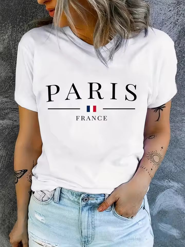 Casual Short Sleeve Crew Neck Funny Printed High Stretch T-shirt Mssza