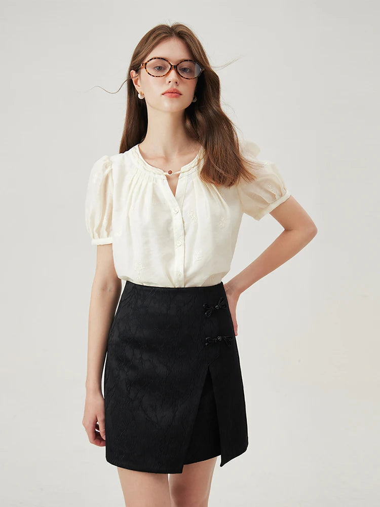 Casual Short Sleeve O-Neck Lightweight Loose Shirt Top Mssza