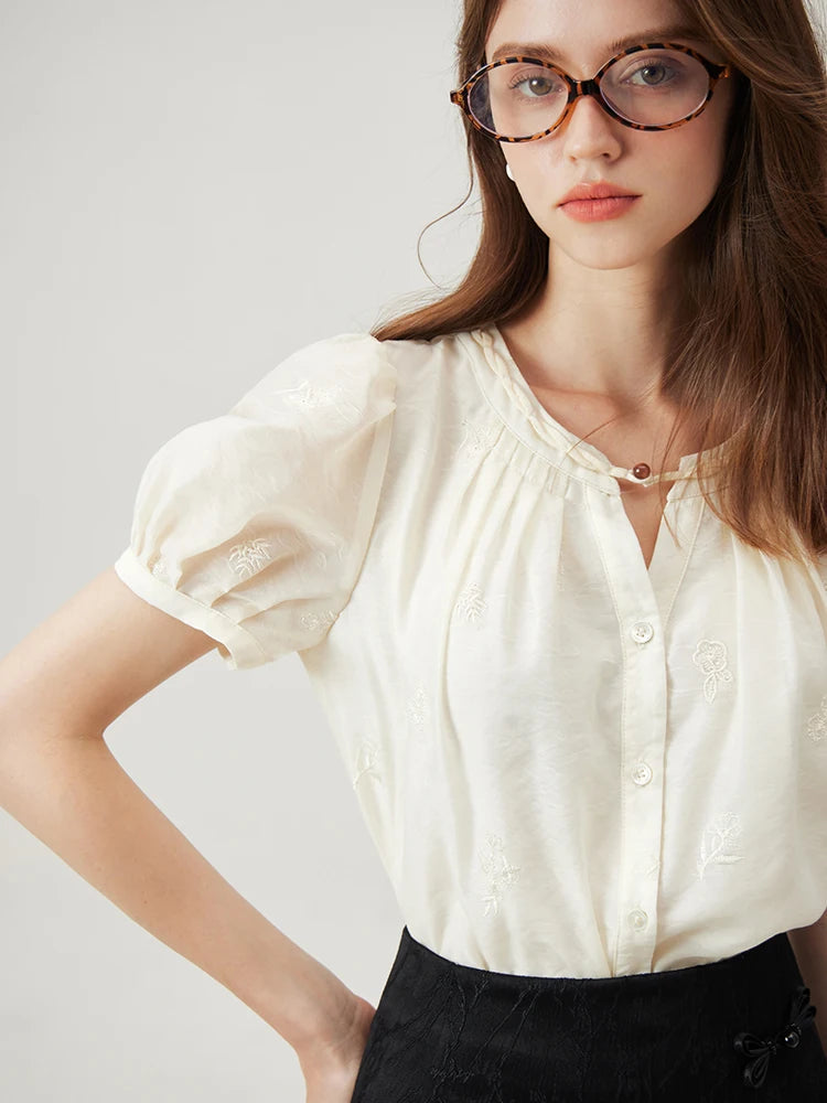 Casual Short Sleeve O-Neck Lightweight Loose Shirt Top Mssza