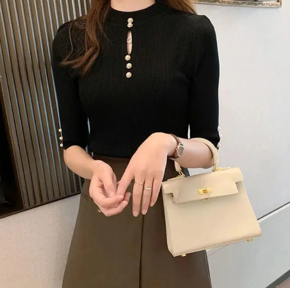 Casual Short Sleeve Tops Pull Short Sleeve Pullover Knitted Clothes Tops Mssza