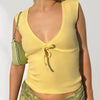 Casual Short Sleeve V-neck Fitted Streetwear Crop Top Mssza