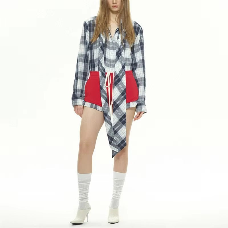 Casual Single Breasted Checkered Contrasting Color Pilo Shirt Jacket Mssza