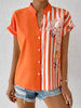 Casual Single Breasted Floral V-Neck Short Sleeve Bohemian Printed Shirt Mssza